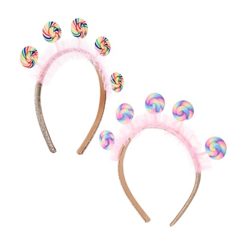 Toddmomy 2 Stück Haarreif Lollipop Design Rosa Süßes Cartoon Stirnband für Mädchen Prinzessin Kopfschmuck Vielseitig für Geburtstag Freizeitpark Karneval Party Accessoire Teiliges von Toddmomy