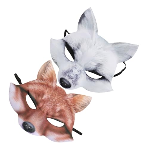 Toddmomy 2 Stück Halloween Fuchs Halbgesichtsmaske aus EVA Leichte Tierische Kostüm-maske mit Realistischen Details Bequemer Sitz für Maskerade Karneval und Cosplay-events von Toddmomy