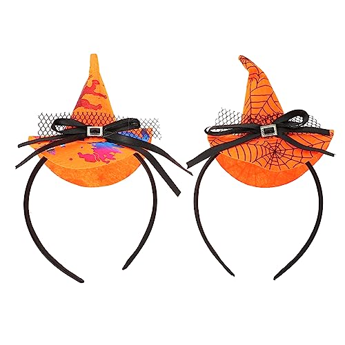 Toddmomy 2 Stück Halloween Haarreif Hexenhut Verstellbar Bequem Wiederverwendbar Dekoratives Haar Accessoire für Halloween Party Cosplay Festtagsstimmung für Damen und Jugendliche von Toddmomy