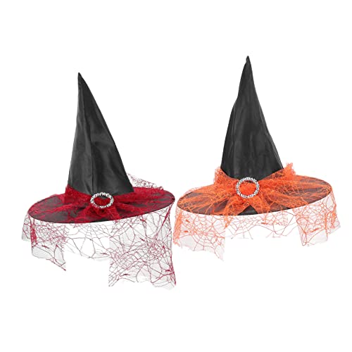 Toddmomy 2 Stück Halloween Hexenhut aus und Orangefarbenem Spitzenstoff Leichte Oxford Material Waschbar Vielseitig für Party Karneval Fotos und Halloween Kostüm Bequem und Auffällig von Toddmomy