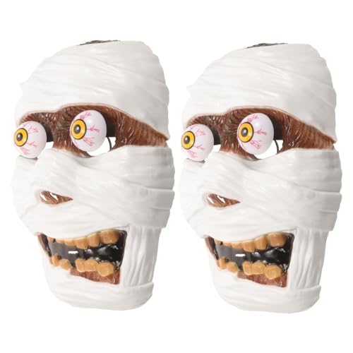 Toddmomy 2 Stück Halloween Horror Maske Gruselige Gesichtsmaske aus Sicherem für Halloween Kostüm Cosplay Party und Festival Weiße Mumien Design mit Auffälligen Augenöffnungen von Toddmomy