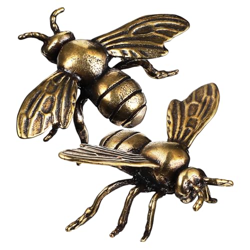 Toddmomy 2 Stück Handgefertigte Messing Bienenfiguren Realistische Dekoration für Schreibtisch und Zuhause Geschenkidee für Bienenliebhaber von Toddmomy