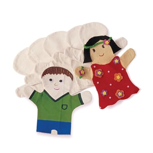 Toddmomy 2 Stück Handgemachtes DIY Fingerpuppen Materialset Weiße Baumwoll Fingerpuppen für Kreatives Bastelset für Kindergarten Sicheres Stoffmaterial von Toddmomy