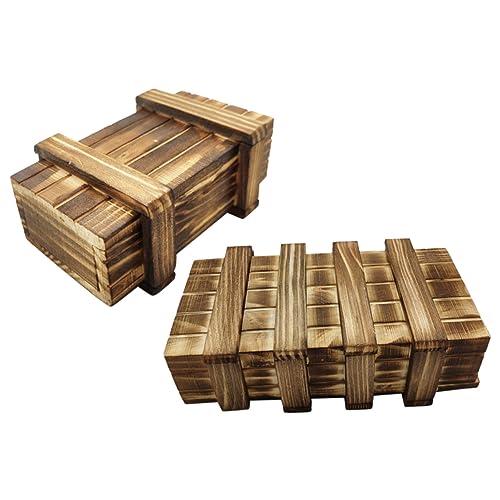 Toddmomy 2 Stück Holz Rätselbox Teilig Puzzle mit Geheimfach Sichere Holzmaterialien Fördert Logisches und Feinmotorik für Jugendliche Geschenkbox für Geld und von Toddmomy