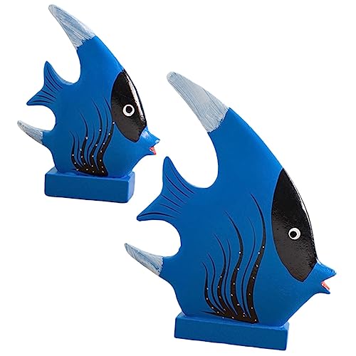 Toddmomy 2 Stück Holzfische Ornamente Kinderspielzeug dekorativ Sensorisches Fischspielzeug Simulationsfisch gefälscht groß Künstliches Fischmodell Fisch-Modell Desktop-Fischdekor Blau von Toddmomy
