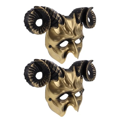 Toddmomy 2 Stück Hornierte Tier Halbmaske für Halloween Atmungsaktives Cosplay Zubehör für Erwachsene bei Festen und Rollenspielen von Toddmomy