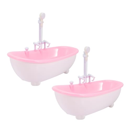 Toddmomy 2 Stück Interaktive Elektrische Spritzbadewanne für Mädchen Badespielzeug mit Wasserstrahler für Kleinkinder Pinkes Puppenbad für Spaßige Badeerlebnisse von Toddmomy