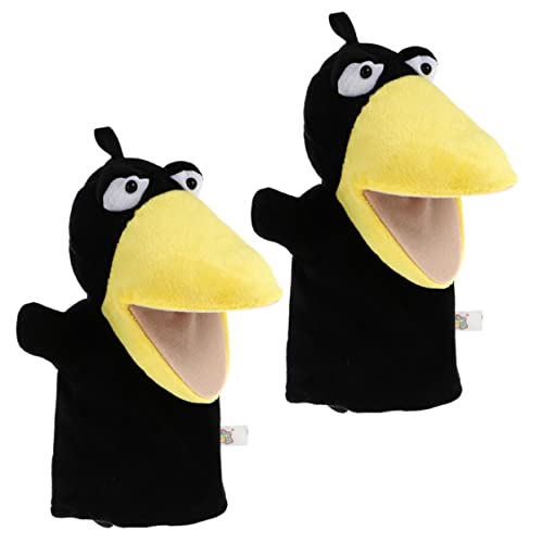 Toddmomy 2 Stück Kleine Handpuppen Crow Tierplüschspielzeug zum Geschichtenerzählen für Weiche Kuscheltiere mit Beweglichem Mund Fördert Kreativität und Kommunikation von Toddmomy