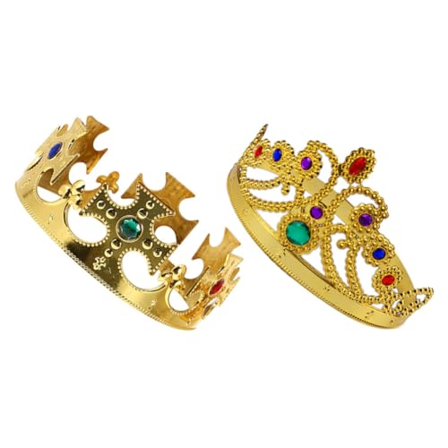 Toddmomy 2 Stück Kronen Teilig Goldene Halloween Party Kronen Cosplay Kopfschmuck für Geburtstag Festliche Verkleidung Prinzessin Königin Karneval Zubehör von Toddmomy