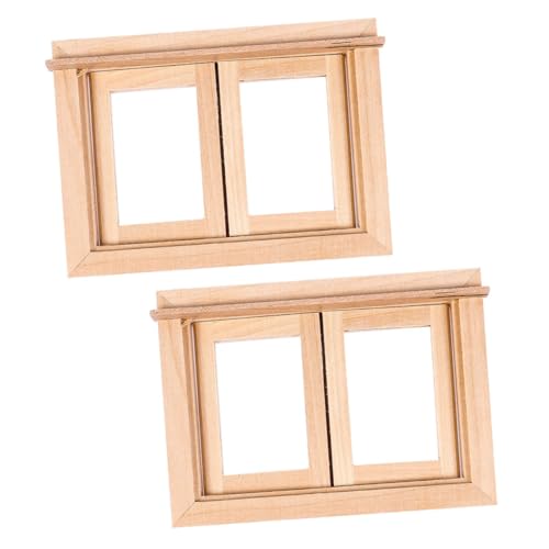 Toddmomy 2 Stück Maßstab Holz Doppelfenster Modell Glatte Oberfläche Unbemalt Realistisches Puppenhaus Zubehör für Basteln und Dekoration Teiliges von Toddmomy