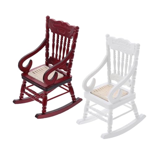 Toddmomy 2 Stück Maßstab Holz Puppenhaus Möbel Robust Realistisch Für Puppenhaus Dekoration Und Basteln Wohnzimmer Zubehör Braun Weiß von Toddmomy