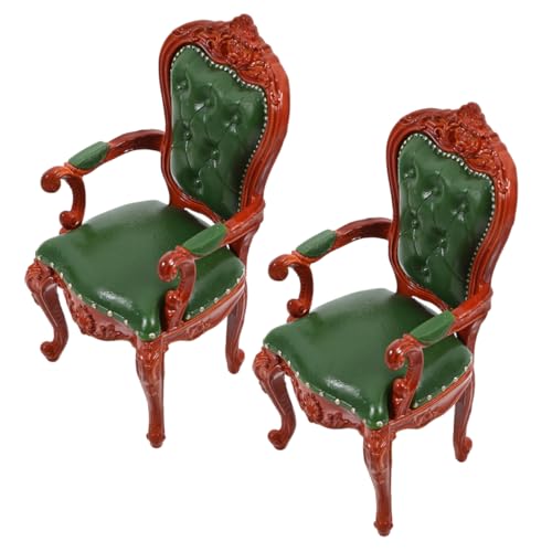 Toddmomy 2 Stück Maßstab Holz Sessel Retro Miniatur Wohnzimmer Möbel für Realistische Puppenhausdekoration von Toddmomy