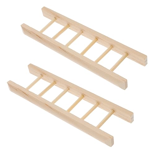 Toddmomy 2 Stück Mini Holzleiter Puppenhaus Zubehör für Mikro Landschaften Miniatur Deko aus Hochwertigem Holz für DIY Bastelprojekte und Szenenmodelle von Toddmomy
