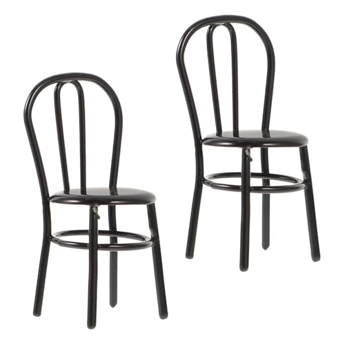 Toddmomy 2 Stück Mini-Metallstuhl Zubehör Möbel Puppenhaus winzig klein entzückender Ministuhl Mini- realistisches Miniaturspielzeug Legierung Black von Toddmomy