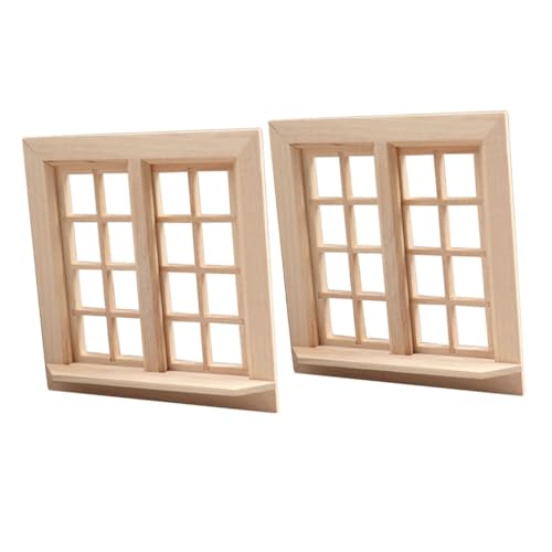 Toddmomy 2 Stück Mini Tür Und Fenstermodellrahmen Ornament Puppenhausteile Miniaturen Kleine Häuser Mini Möbel Fenster Miniatur Dekoration Puppenhausmöbel Fenster Holz Khaki von Toddmomy