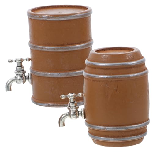 Toddmomy 2 Stück Mini-weinfass, Miniatur-Eimer Für Puppenhaus-zubehör, Szene, Kleines -zubehör, Miniatur-bar, Bierfass-Modell Mit Wasserhahn von Toddmomy
