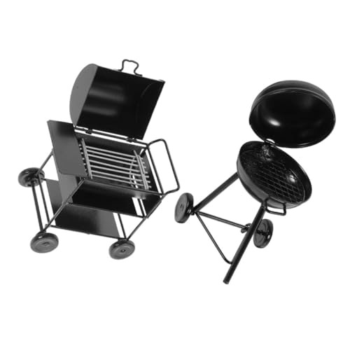 Toddmomy 2 Stück Miniatur BBQ Grill Teiliges aus Schwarzem für Puppenhaus Vielseitiges Küchen Kompakte Vintage Outdoor Grill Modell Kreatives und Lernhilfe von Toddmomy