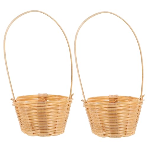 Toddmomy 2 Stück Miniatur Bambuskorb Teiliges für Puppenhaus Dekoration Handgeflochten Vielseitig Einsetzbar für DIY und Wohnaccessoires Robustes Material Realistische Miniatur Ornamente von Toddmomy
