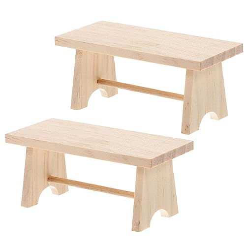 Toddmomy 2 Stück Miniatur Holz Teetisch Naturbelassenes Holz Realistisches Puppenhaus Möbel Kleines DIY Möbelmodell Dekorativer Beistelltisch für Puppenhaus und Miniatur Szenerien von Toddmomy
