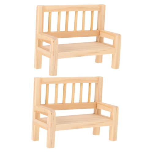 Toddmomy 2 Stück Miniatur Holzbank Miniaturbank mit Rückenlehne für Puppenhaus Vielseitiges Puppenhaus Zubehör Dekorative Holzbank für Schlafzimmer und Esszimmer Kreative Kinderzimmer Deko von Toddmomy