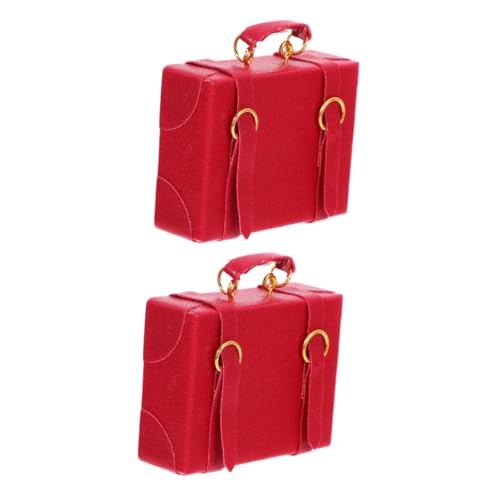 Toddmomy 2 Stück Miniatur Koffer für Puppenhaus Roter Kunstleder Koffer als Deko Element für Mini Häuser Vielseitig Einsetzbar für Szenerien und Fotografie für Puppenzubehör von Toddmomy
