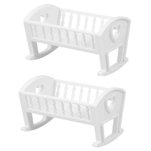 Toddmomy 2 Stück Puppenhaus Babybett Miniatur Kinderbett Babymöbel Detailgetreues Langlebiges Puppenbett mit Realistischem Design Geeignet für Mini Puppenhäuser und Spielzubehör von Toddmomy