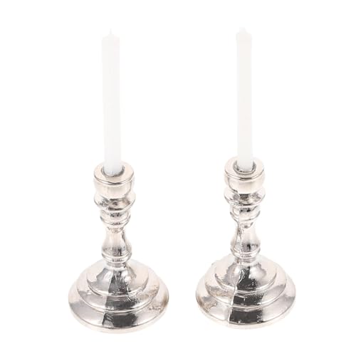 Toddmomy 2 Stück Puppenhaus Kerzen Miniatur Halter Kerzenständer Dekorationen Vintage Puppenmöbel Weihnachtsdekor Hochzeitsdekor Mini Szene Requisiten Hochzeits Party Zubehör von Toddmomy