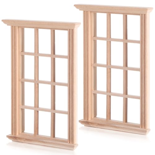 Toddmomy 2 Stück Puppenhaus Klein Puppenstubenfenster Im Maßstab 1 12 Miniatur-fensterrahmen Winzig Häuser Miniaturen Hausfenster Miniaturfenster Realistisch Miniaturmodellmöbel Birke Beige von Toddmomy