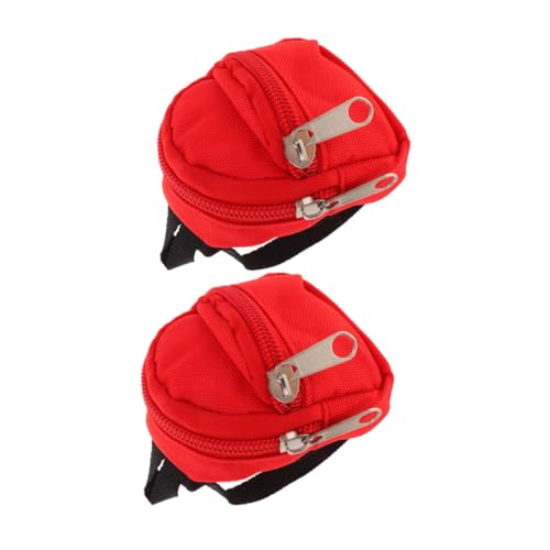 Toddmomy 2 Stück Puppenrucksack Puppenschultasche Puppen-Outfit-Tasche Puppen-anziehtasche Mini-puppenschulausrüstung Puppen-Accessoire-Ornament Puppe Kostümschmuck Polyester Rot von Toddmomy
