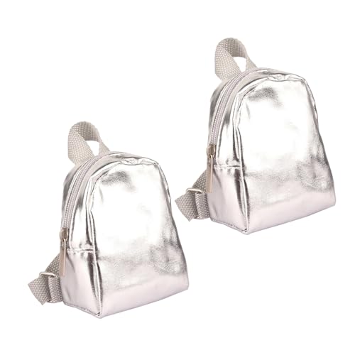 Toddmomy 2 Stück Puppenrucksack Tragetasche Für Puppenzubehör Miniatur-zubehör Kuscheltier Rucksack Rollenspielzubehör Mini-puppenhaus-zubehör Puppenstubentasche Mini -Tasche Silber Stoff von Toddmomy