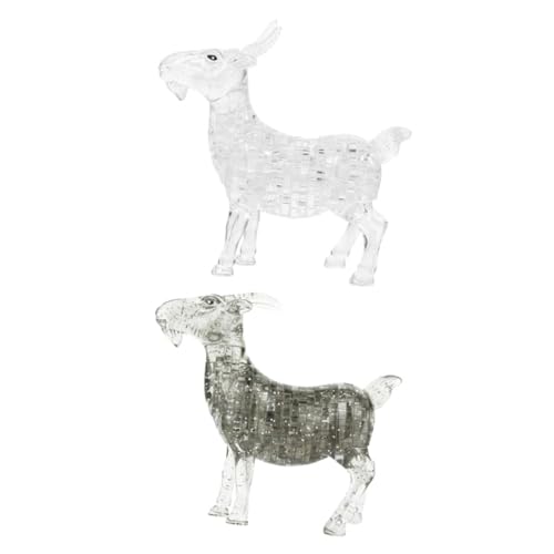 Toddmomy 2 Stück Puzzle Ziege Statue Teilig Kristallklare Desktop Tierfigur Moderne Tierkopf Dekoration für Stilvolle Wohnräume Detailreiche Handgefertigte Ziegenskulpturen von Toddmomy
