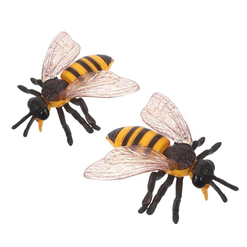 Toddmomy 2 Stück Realistische Honigbienen Figuren Kleine Spielzeuge Detailgetreue Insektenmodelle für Interaktives Lernen Biologieunterricht Geburtstagsdeko Tragbar und Pädagogisch Geeignet von Toddmomy