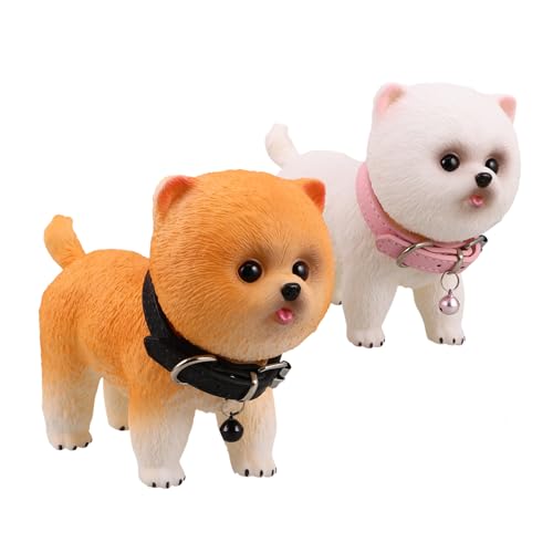 Toddmomy 2 Stück Realistische Vinyl Hundestatue Pomeranian Welpen Kinderfreundlich Weiches Material Detailgetreue Hundemodelle als und Dekoration für Hundefreunde von Toddmomy
