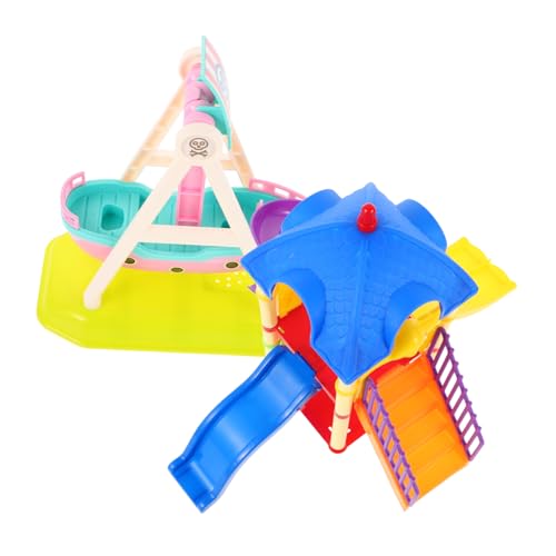 Toddmomy 2 Stück Schiebespielzeug Piratenschiff Spielplatzmodell Minispielplatz Puppenhaus-Ornamente Spielplatz kinderspielzeug Zubehör für Puppenhäuser Mini- Plastik von Toddmomy