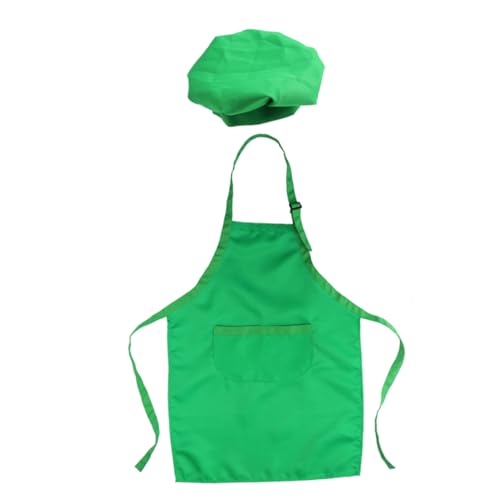 Toddmomy 2 Stück Schürzen Set Teilig für Jahre Verstellbare Grüne Kochschürze und Chefkoch Mütze Dickes Glattes Material Waschbar für Kochen Backen Malen Basteln Party von Toddmomy