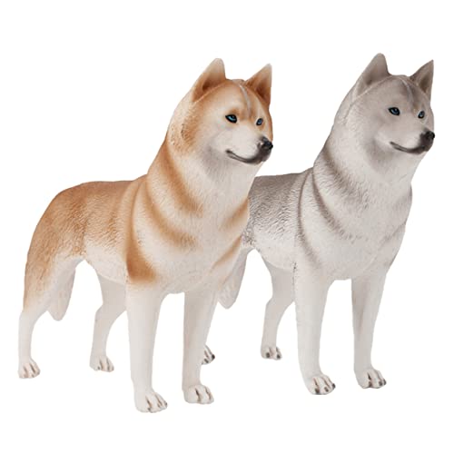 Toddmomy 2 Stück Simulierte Husky Hund Figuren Dekoration für Schreibtisch Wohnzimmer Realistische Haustier Ornamente für Hundeliebhaber Tiermodelle mit Detailtreue von Toddmomy