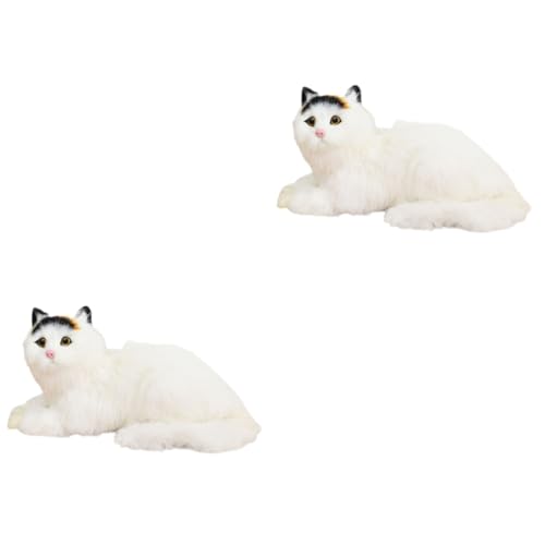 Toddmomy 2 Stück Simulierte Katzenschmuck rote Stoffkatze Katze Plüschfigur schlafende Katze große Katzen kuscheltiere riesige ausgestopfte Katze falsche Katze kurzer Plüsch Zufällige Farbe von Toddmomy