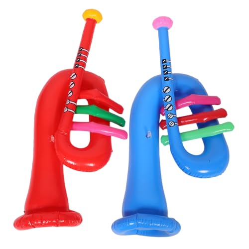 Toddmomy 2 Stück Teiliges Aufblasbares PVC Trompeten Portables Musikinstrument Wiederverwendbar Robust Leichte Kinderparty Dekoration für Bühnenauftritte und Festlichkeiten von Toddmomy