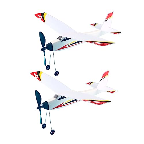 Toddmomy 2 Stück Teiliges Gummiband Flugzeugspielzeug Leichter Schaumstoff Segelflieger mit Einzigartigem Muster Fördert Hand Auge Koordination Tragbar für Spiel und Lernen von Toddmomy