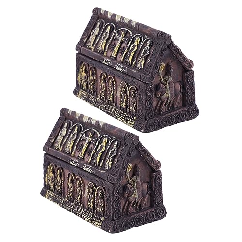 Toddmomy 2 Stück Teiliges Halloween Coffin Resin Miniatur Sarg Deko für Mikro Landschaften Wetterbeständig Glatte Oberfläche für Halloween Party und Bastelprojekte von Toddmomy