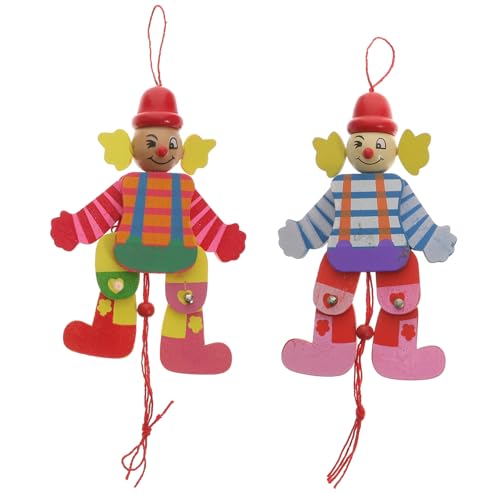 Toddmomy 2 Stück Teiliges Holz Clown Marionetten Lustige Handgefertigte Marionetten Puppen für Interaktives Kreativität und Motorik Buntes Puppentheater Zubehör von Toddmomy