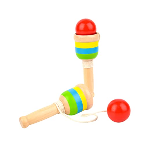 Toddmomy 2 Stück Teiliges Holzspielzeug Kendama für Handliches Lernspielzeug Hand Auge Koordination und Konzentration Sicher Langlebig für Drinnen und Draußen Pädagogisch von Toddmomy
