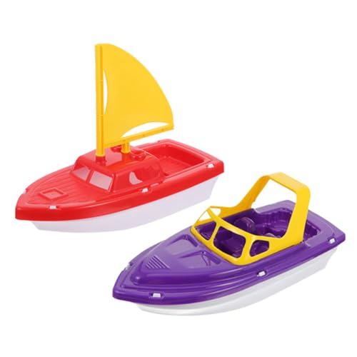 Toddmomy 2 Stück Teiliges Kunststoff Spielzeugboot Set mit Segelboot und Schnellboot Farbenfrohes Leichtes Wasserspielzeug für Junge Mädchen als Badewannen und Poolspielzeug Fördert von Toddmomy