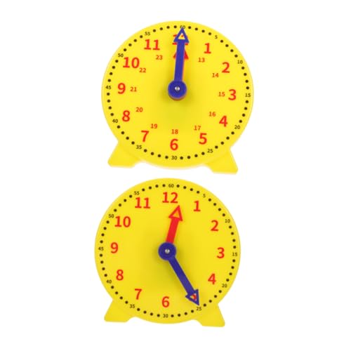 Toddmomy 2 Stück Teiliges Lernuhr Modell mit Stabiler Basis Zwei Zeiger Linkfunktion Demonstrationsuhr für Grundschule Unterrichts Uhrzeit Lernhilfe für Schüler und Lehrer von Toddmomy