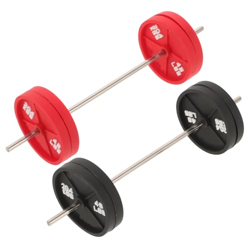 Toddmomy 2 Stück Teiliges Miniatur Hantelset für Puppenhaus Dekoration Süße Fitness Ornamente Schwarz und Rot Zubehör für Sport Szenen und Kreative Räume von Toddmomy