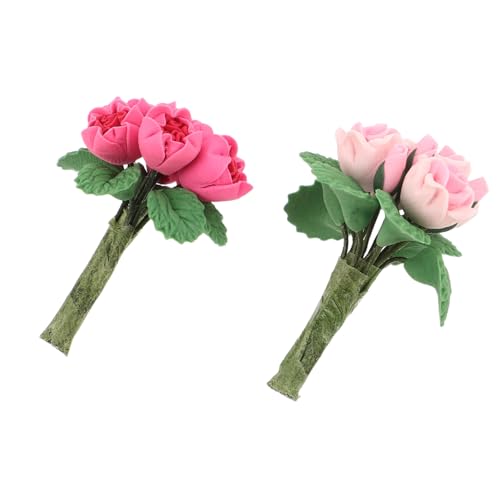 Toddmomy 2 Stück Teiliges Miniatur-blumenarrangement aus Resin Filigrane Realistische Blumenbouquets für Puppenhaus Detailreiche Dekoration DIY Micro Landschaft Sichere Miniatur-deko für von Toddmomy