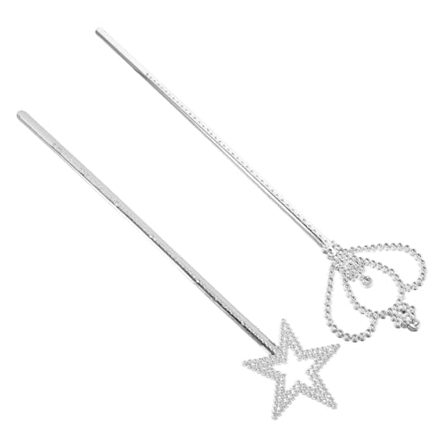 Toddmomy 2 Stück Teiliges Silberne Sternstäbe und Kronenstäbe Robuste mit Bunten Sternverzierungen Detailreich Verarbeitet für Mädchen Prinzessin Kostüm Geburtstag und Halloween von Toddmomy