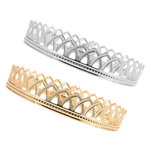 Toddmomy 2 Stück Tiara Prinz Symbol Schmuck Kronendekorationen Für Partys Kronenaufsatz Aus Menschlichem Haar Kronen-Stirnband Gold Eckblöcke Mit Zierleisten Kronenkönig Der Männer Metall von Toddmomy
