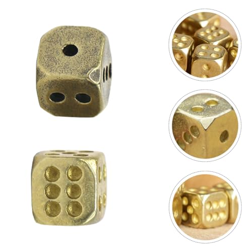 Toddmomy 2 Stück Würfel aus Reinem Kupfer Runde Ecken Hochwertige Spielwürfel für Bar und Nachtclub Zufällige Designs für Brettspiele und Lernspiele von Toddmomy