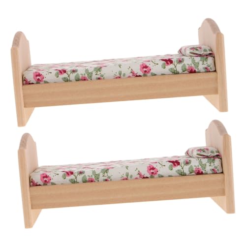 Toddmomy 2 Stücke Einzelbett Möbel Zubehör für Kinderzimmer Spielset Massivholz DIY Oberfläche Leicht und Vielseitig für Puppenhaus Dekoration von Toddmomy